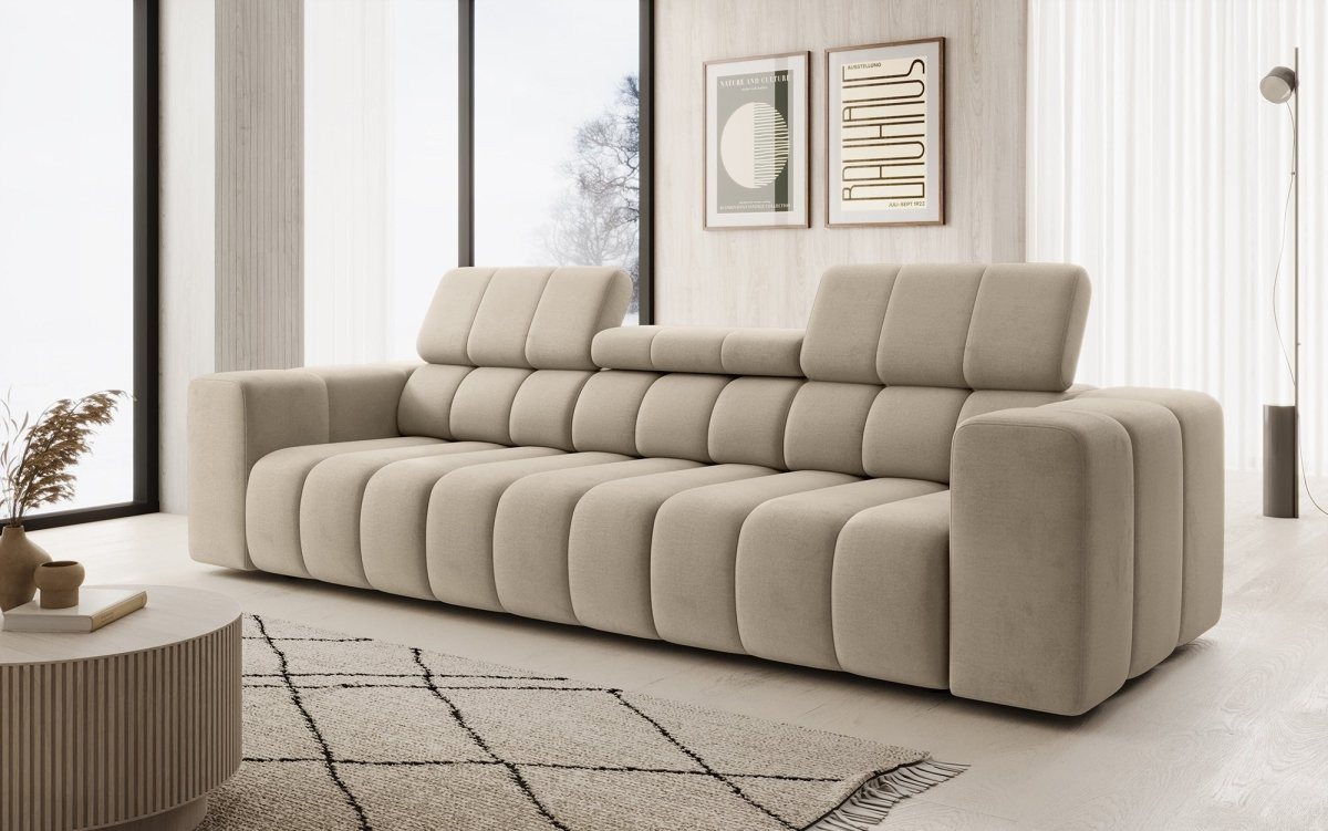 Luxusbetten24 Sofa Designer 3er Sofa Aurora, mit verstellbaren Kopfstützen von Luxusbetten24