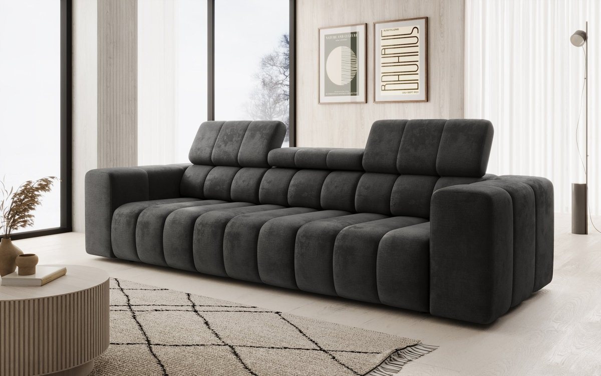 Luxusbetten24 Sofa Designer 3er Sofa Aurora, mit verstellbaren Kopfstützen von Luxusbetten24