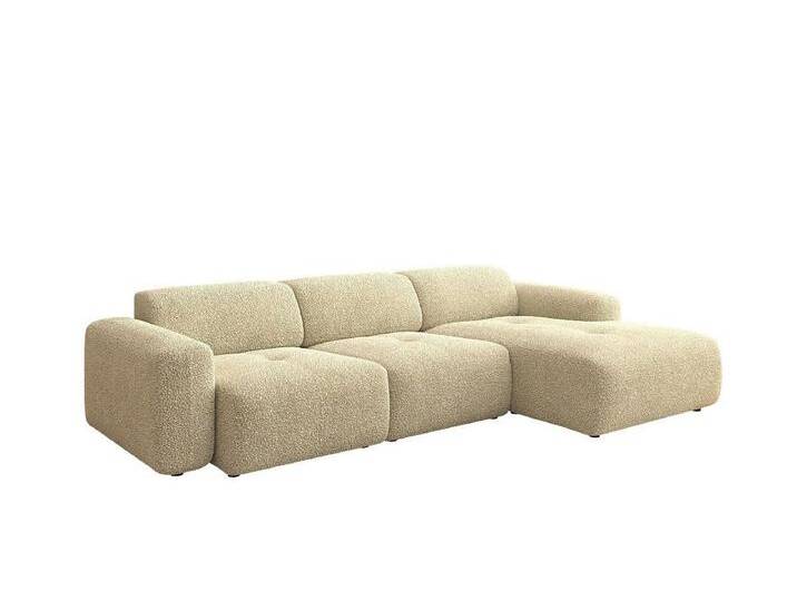 Luxusbetten24 Sofa Designer L Sofa Calm, in Bouclé, beige, Beige von Luxusbetten24