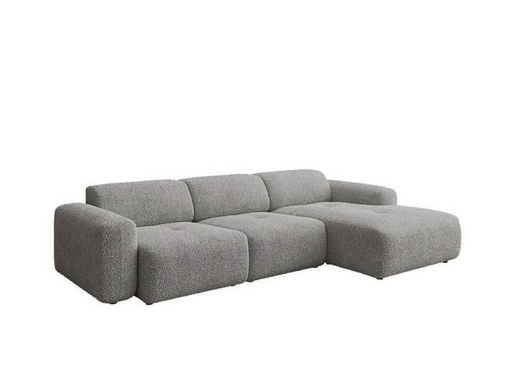 Luxusbetten24 Sofa Designer L Sofa Calm, in Bouclé, grau, Hellgrau von Luxusbetten24