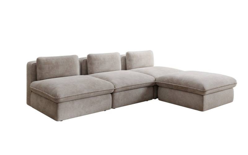 Luxusbetten24 Sofa Designer L Sofa Cuddle in Cord, frei positionierbarer Hocker als Ottomane Luxusbetten24 Sofa Designer L Sofa Cuddle in Cord, frei positionierbarer Hocker als Ottomane von Luxusbetten24