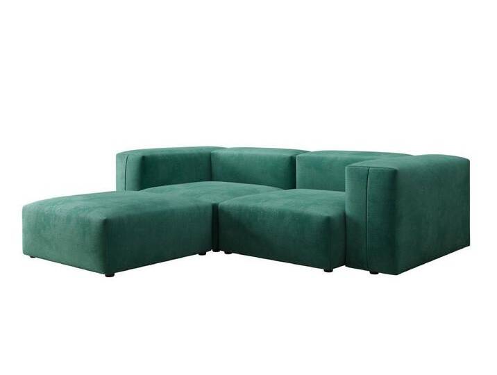 Luxusbetten24 Sofa Designer L Sofa Snug Mini, mit Samtbezug, grün, Grün von Luxusbetten24