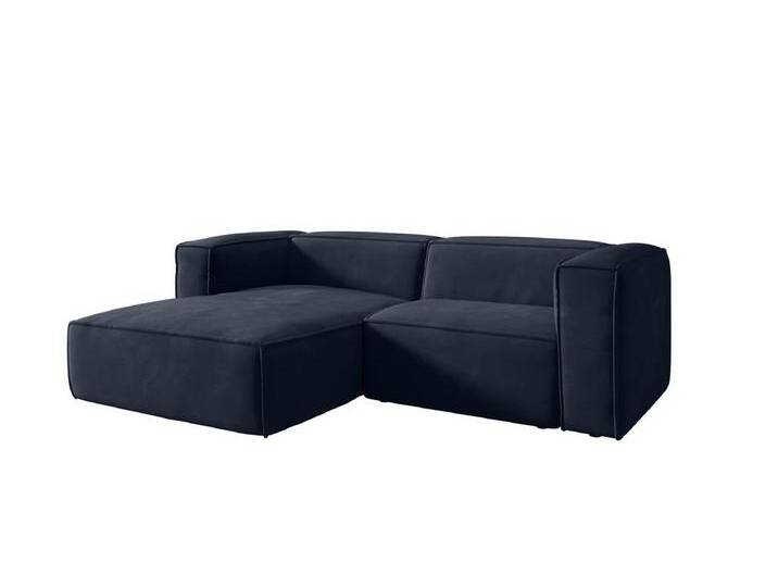 Luxusbetten24 Sofa Designer Sofa Comfy L Mini in Samt, blau, Blau von Luxusbetten24