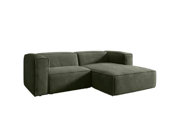Luxusbetten24 Sofa Designer Sofa Comfy L Mini in Samt, grün, Grün von Luxusbetten24