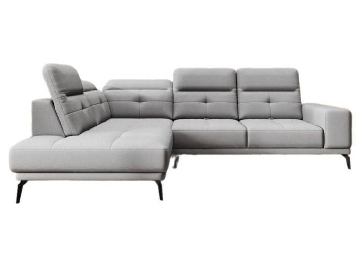 Luxusbetten24 Sofa Designer Sofa Isabella, mit verstellbarer Kopf- und Rückenlehne, grau, Grau von Luxusbetten24