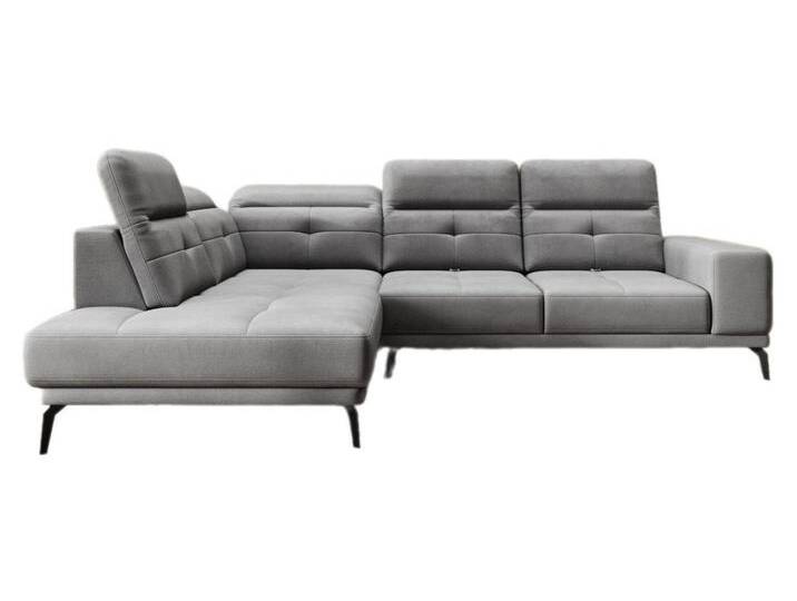 Luxusbetten24 Sofa Designer Sofa Isabella, mit verstellbarer Kopf- und Rückenlehne, grau, Grau von Luxusbetten24