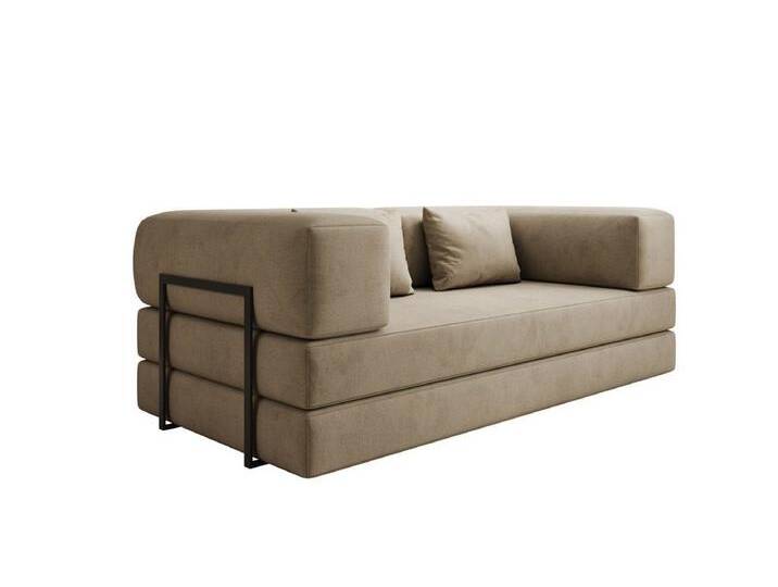 Luxusbetten24 Sofa Designer Sofa Lazy 3 Sitzer in Samt, mit Liegefunktion und Samtbezug, beige, Sand von Luxusbetten24