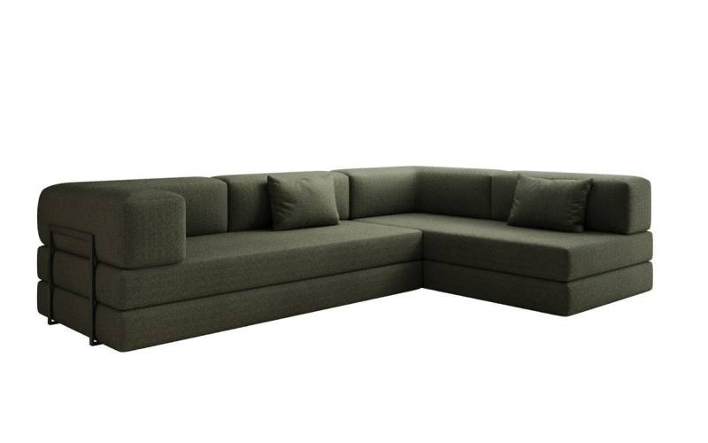 Luxusbetten24 Sofa Designer Sofa Lazy L, in Bouclé mit Aufklappfunktion von Luxusbetten24