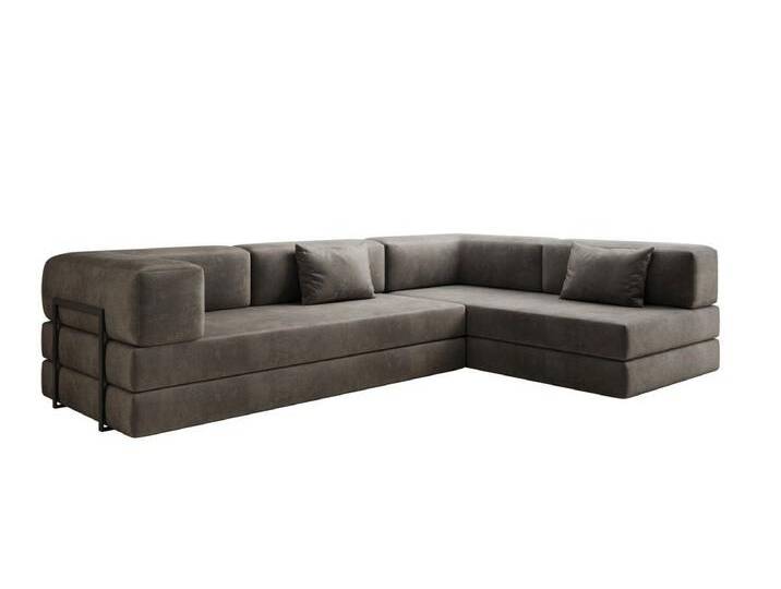 Luxusbetten24 Sofa Designer Sofa Lazy L in Samt, mit Liegefunktion und Samtbezug, grau, Grau von Luxusbetten24