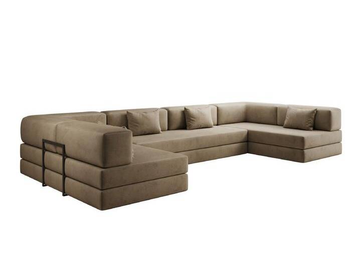 Luxusbetten24 Sofa Designer Sofa Lazy U, in edlem Samt, beige, Sand von Luxusbetten24