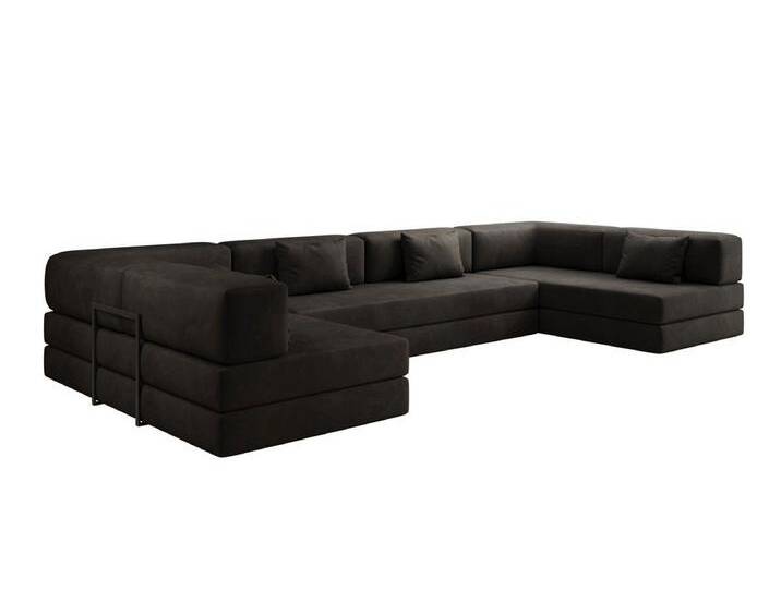 Luxusbetten24 Sofa Designer Sofa Lazy U, in edlem Samt, grau, Anthrazit von Luxusbetten24