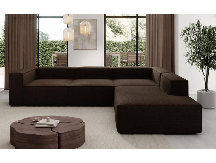 Luxusbetten24 Sofa Designer Sofa Lesley L in Bouclé, mit langer Ottomane, braun, Braun Luxusbetten24 Sofa Designer Sofa Lesley L in Bouclé, mit langer Ottomane, braun, Braun von Luxusbetten24