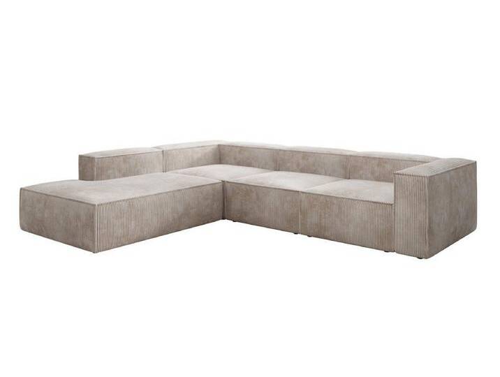 Luxusbetten24 Sofa Designer Sofa Lesley L in Cord, mit langer Ottomane, beige, Beige von Luxusbetten24