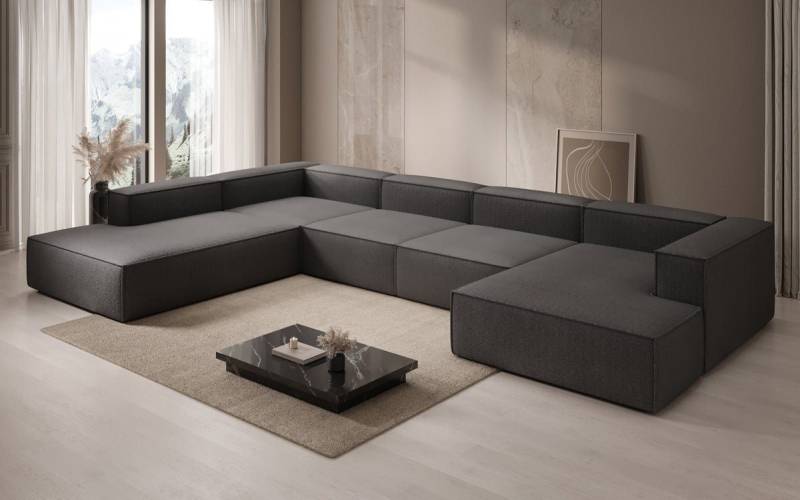 Luxusbetten24 Sofa Designer Sofa Lesley U XXL, mit Bouclé-Bezug Luxusbetten24 Sofa Designer Sofa Lesley U XXL, mit Bouclé-Bezug von Luxusbetten24