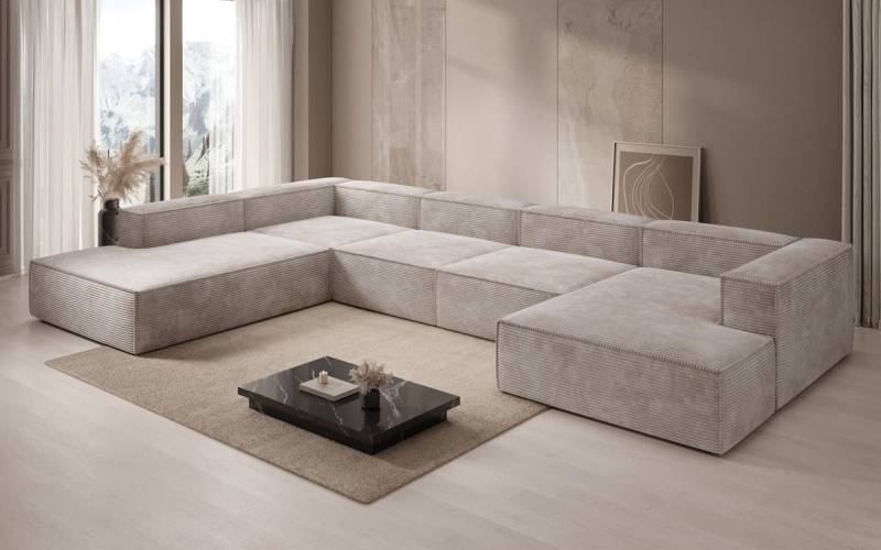 Luxusbetten24 Sofa Designer Sofa Lesley U XXL, mit Cord-Bezug Luxusbetten24 Sofa Designer Sofa Lesley U XXL, mit Cord-Bezug von Luxusbetten24