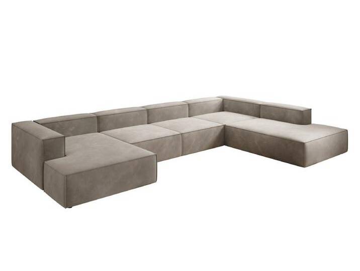 Luxusbetten24 Sofa Designer Sofa Lesley U XXL, mit Samtbezug, beige, Beige von Luxusbetten24