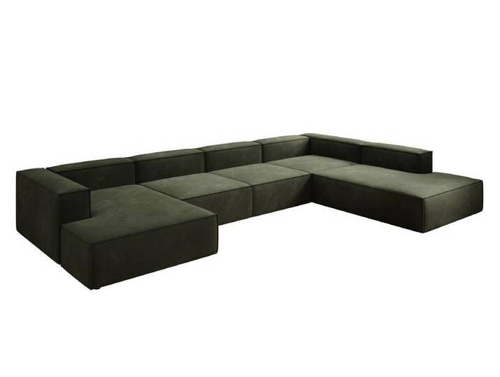 Luxusbetten24 Sofa Designer Sofa Lesley U XXL, mit Samtbezug, grün, Grün von Luxusbetten24