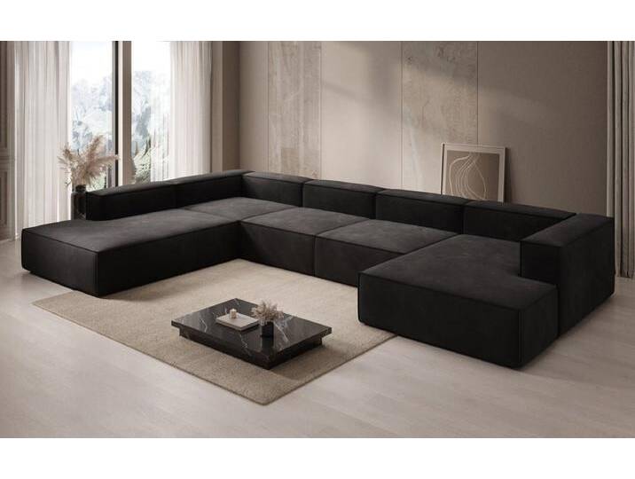 Luxusbetten24 Sofa Designer Sofa Lesley U XXL, mit Samtbezug, schwarz, Schwarz Luxusbetten24 Sofa Designer Sofa Lesley U XXL, mit Samtbezug, schwarz, Schwarz von Luxusbetten24