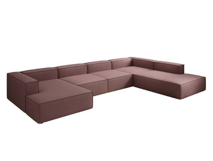 Luxusbetten24 Sofa Designer Sofa Lesley U XXL, mit Stoffbezug, rosa, Rosé von Luxusbetten24