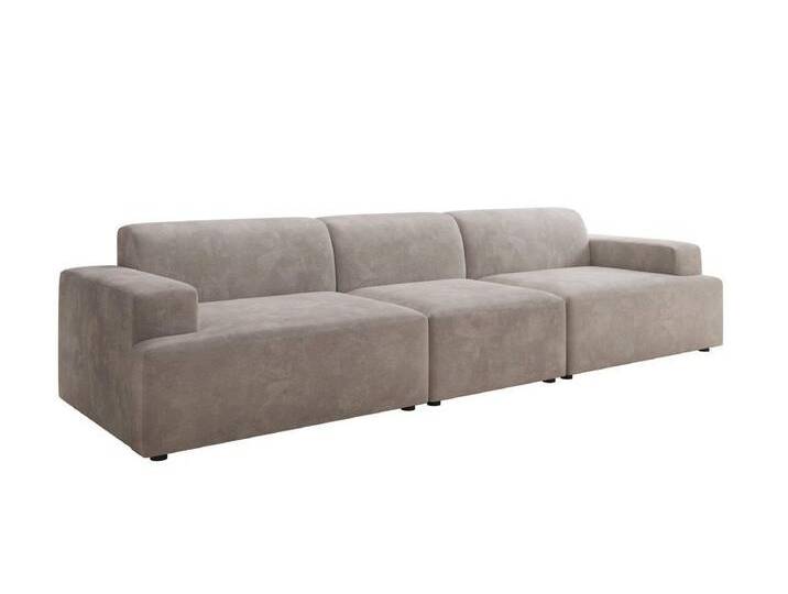 Luxusbetten24 Sofa Designer Sofa Monza 3 Sitzer XXL, in Samt, grau, Hellgrau von Luxusbetten24