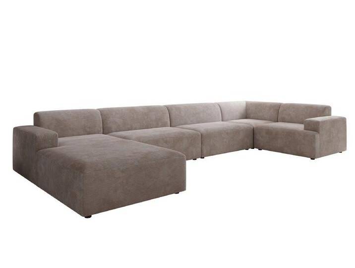 Luxusbetten24 Sofa Designer Sofa Monza U XXL, in Cord, beige, Beige von Luxusbetten24