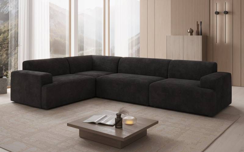 Luxusbetten24 Sofa Designer Sofa Monza Wohnlandschaft L, in Cord von Luxusbetten24