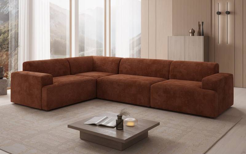 Luxusbetten24 Sofa Designer Sofa Monza Wohnlandschaft L, in Cord von Luxusbetten24