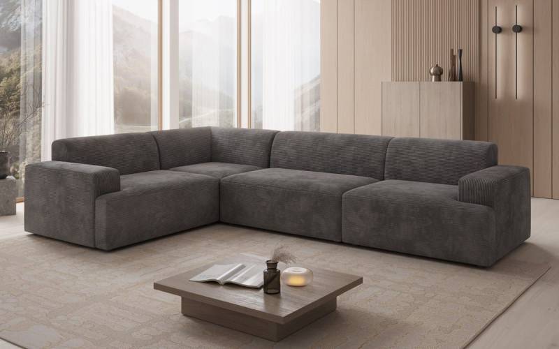 Luxusbetten24 Sofa Designer Sofa Monza Wohnlandschaft L, in Cord von Luxusbetten24