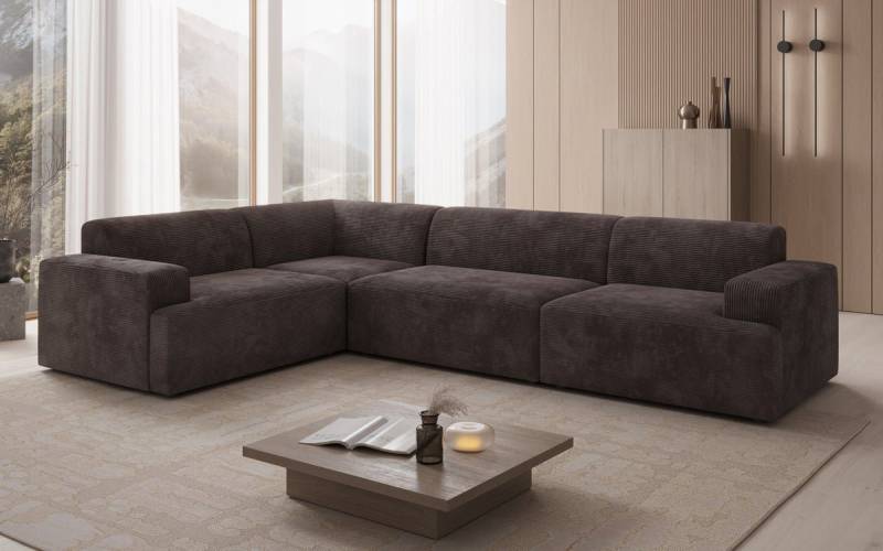 Luxusbetten24 Sofa Designer Sofa Monza Wohnlandschaft L, in Cord von Luxusbetten24