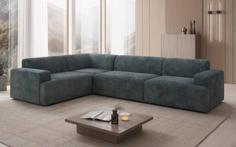 Luxusbetten24 Sofa Designer Sofa Monza Wohnlandschaft L, in Cord von Luxusbetten24