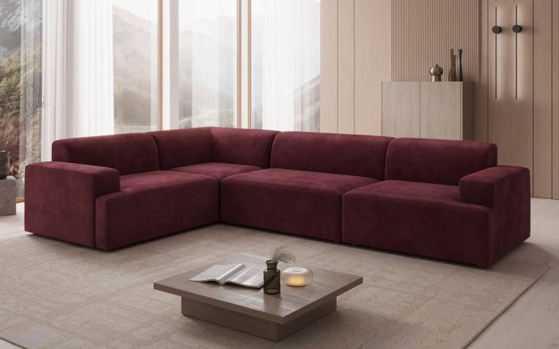 Luxusbetten24 Sofa Designer Sofa Monza Wohnlandschaft L, in Samt von Luxusbetten24