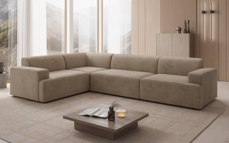 Luxusbetten24 Sofa Designer Sofa Monza Wohnlandschaft L, in Samt von Luxusbetten24