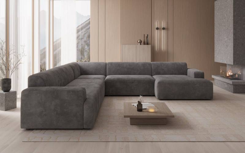 Luxusbetten24 Sofa Designer Sofa Monza Wohnlandschaft U XXL, in Cord von Luxusbetten24