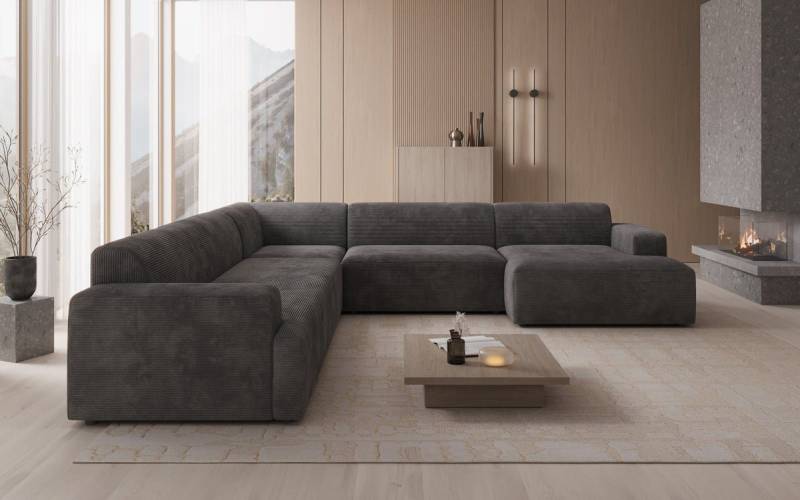 Luxusbetten24 Sofa Designer Sofa Monza Wohnlandschaft U XXL, in Cord von Luxusbetten24