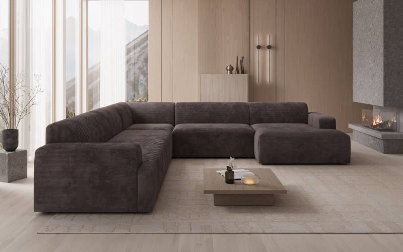 Luxusbetten24 Sofa Designer Sofa Monza Wohnlandschaft U XXL, in Cord von Luxusbetten24