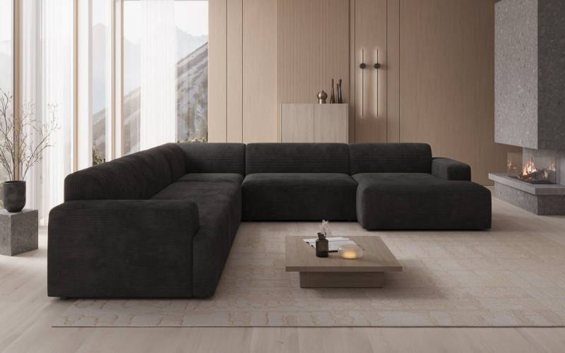 Luxusbetten24 Sofa Designer Sofa Monza Wohnlandschaft U XXL, in Cord von Luxusbetten24