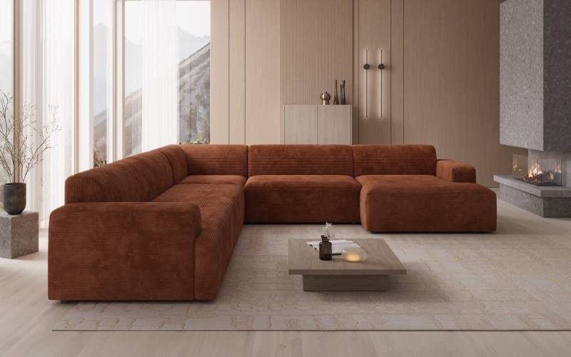 Luxusbetten24 Sofa Designer Sofa Monza Wohnlandschaft U XXL, in Cord von Luxusbetten24