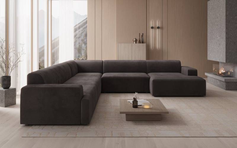 Luxusbetten24 Sofa Designer Sofa Monza Wohnlandschaft U XXL, in Samt von Luxusbetten24