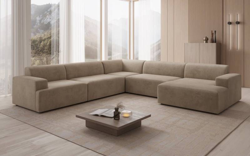 Luxusbetten24 Sofa Designer Sofa Monza Wohnlandschaft U XXL, in Samt von Luxusbetten24