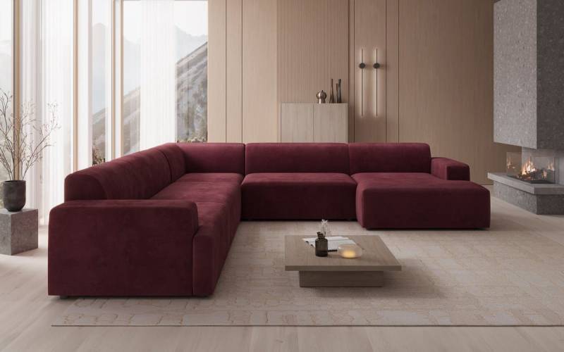 Luxusbetten24 Sofa Designer Sofa Monza Wohnlandschaft U XXL, in Samt von Luxusbetten24