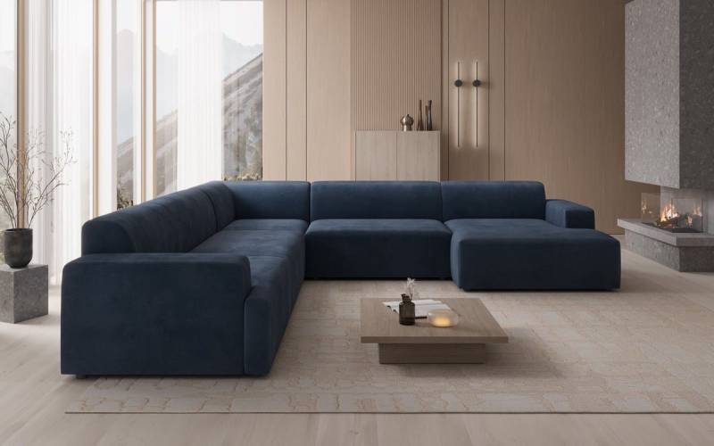 Luxusbetten24 Sofa Designer Sofa Monza Wohnlandschaft U XXL, in Samt von Luxusbetten24