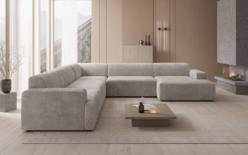 Luxusbetten24 Sofa Designer Sofa Monza Wohnlandschaft U XXL, in Samt von Luxusbetten24