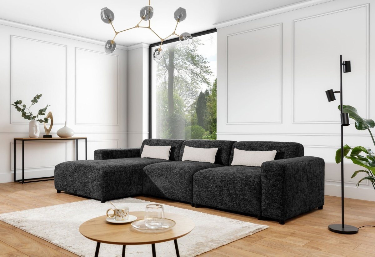 Luxusbetten24 Sofa Designer Sofa Napoli Maxi, mit geflochtene Stoffstruktur von Luxusbetten24