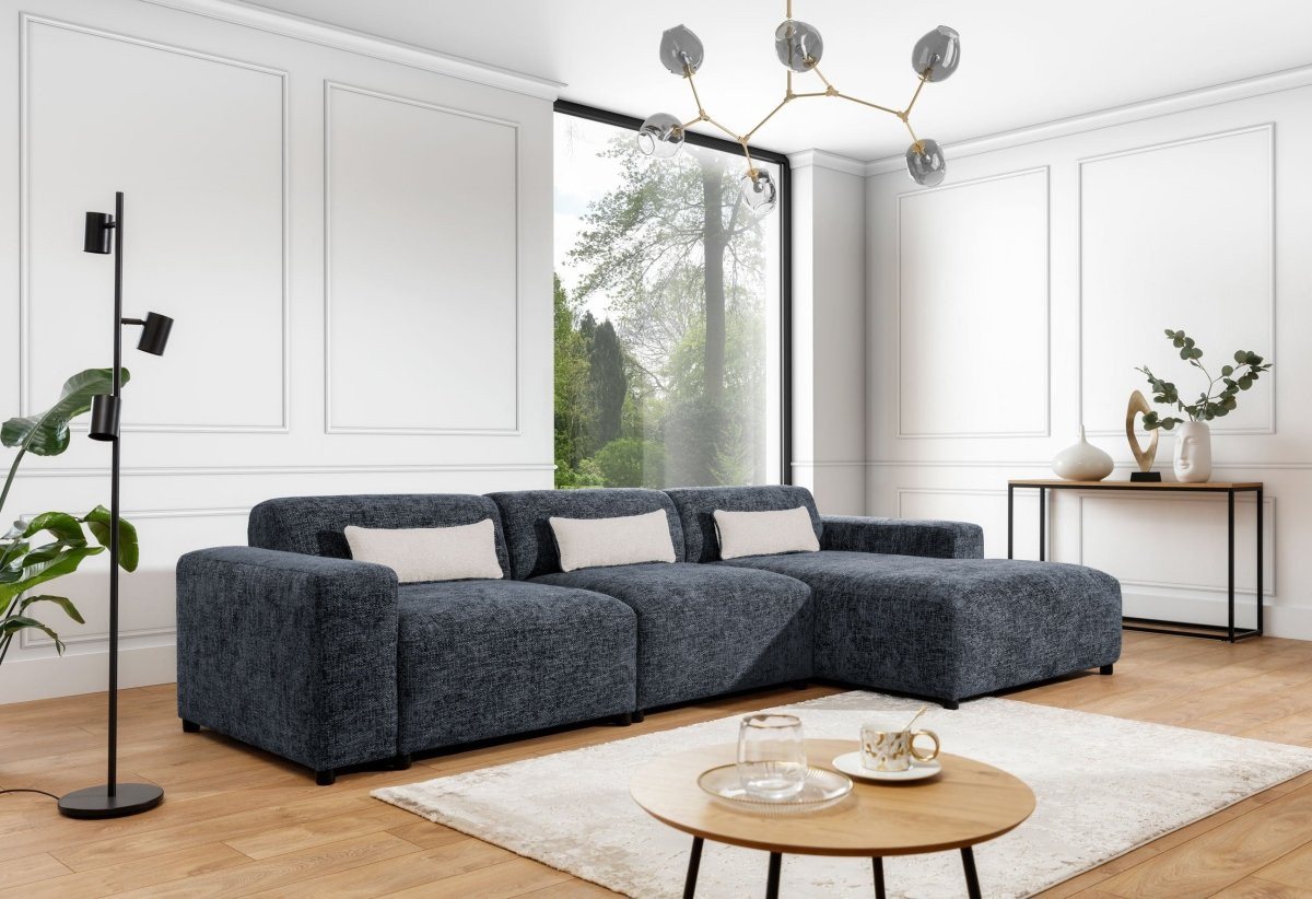 Luxusbetten24 Sofa Designer Sofa Napoli Maxi, mit geflochtene Stoffstruktur von Luxusbetten24