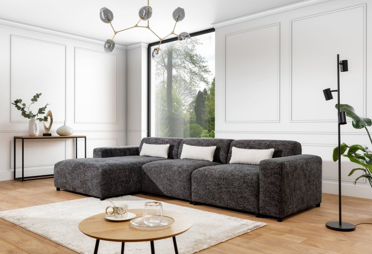 Luxusbetten24 Sofa Designer Sofa Napoli Maxi, mit geflochtene Stoffstruktur von Luxusbetten24