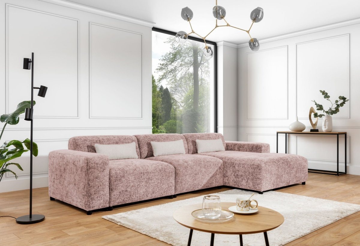 Luxusbetten24 Sofa Designer Sofa Napoli Maxi, mit geflochtene Stoffstruktur von Luxusbetten24