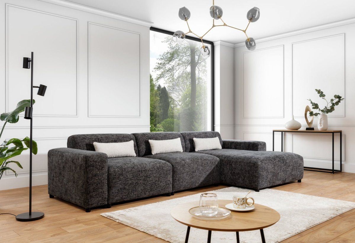 Luxusbetten24 Sofa Designer Sofa Napoli Maxi, mit geflochtene Stoffstruktur von Luxusbetten24