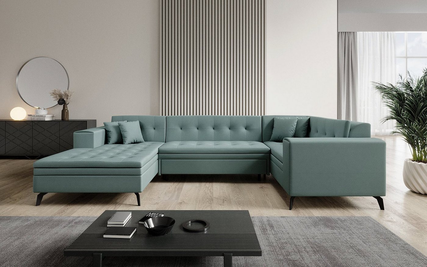 Luxusbetten24 Sofa Designer Sofa Neola, mit Schlaffunktion von Luxusbetten24