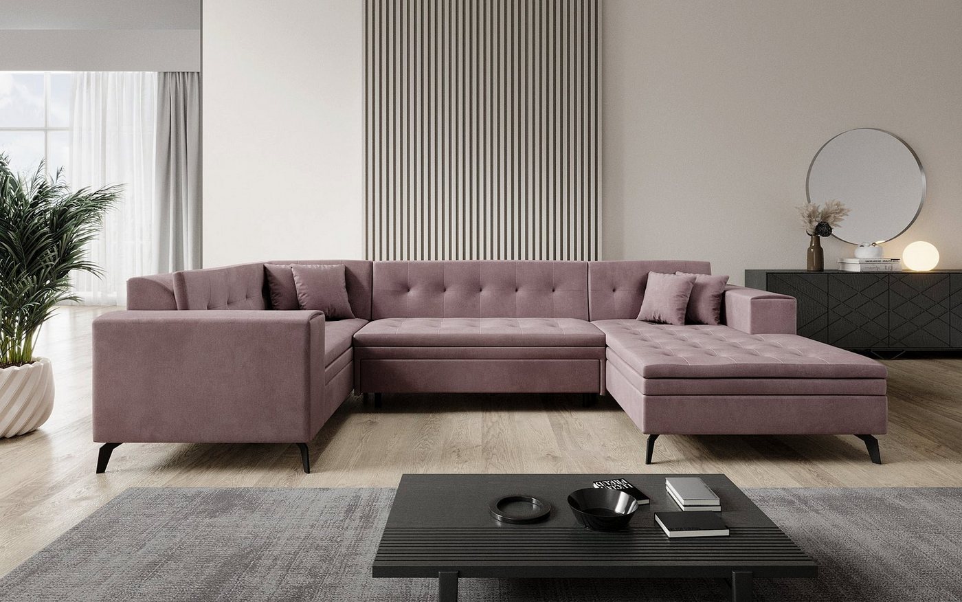 Luxusbetten24 Sofa Designer Sofa Neola, mit Schlaffunktion von Luxusbetten24