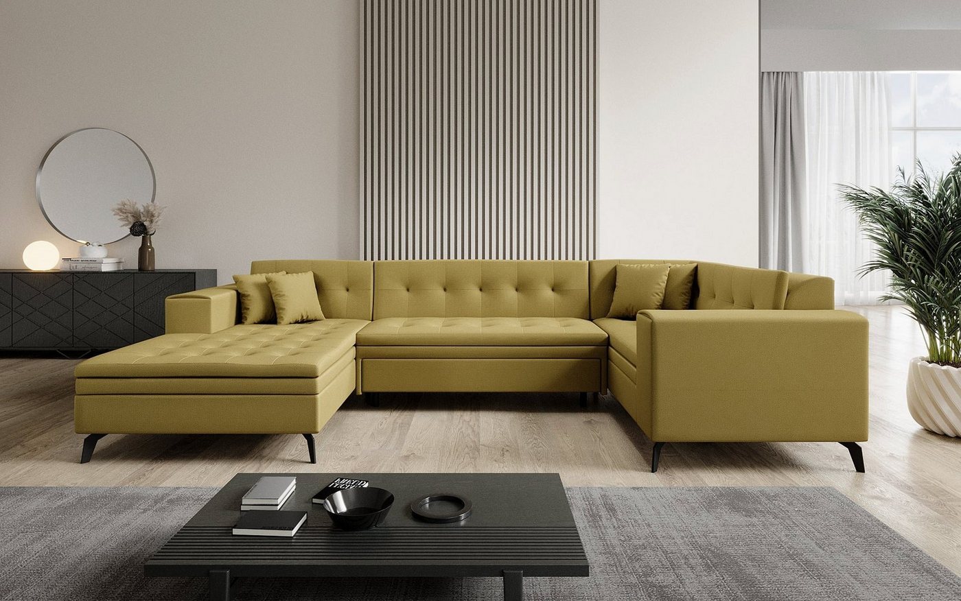 Luxusbetten24 Sofa Designer Sofa Neola, mit Schlaffunktion von Luxusbetten24